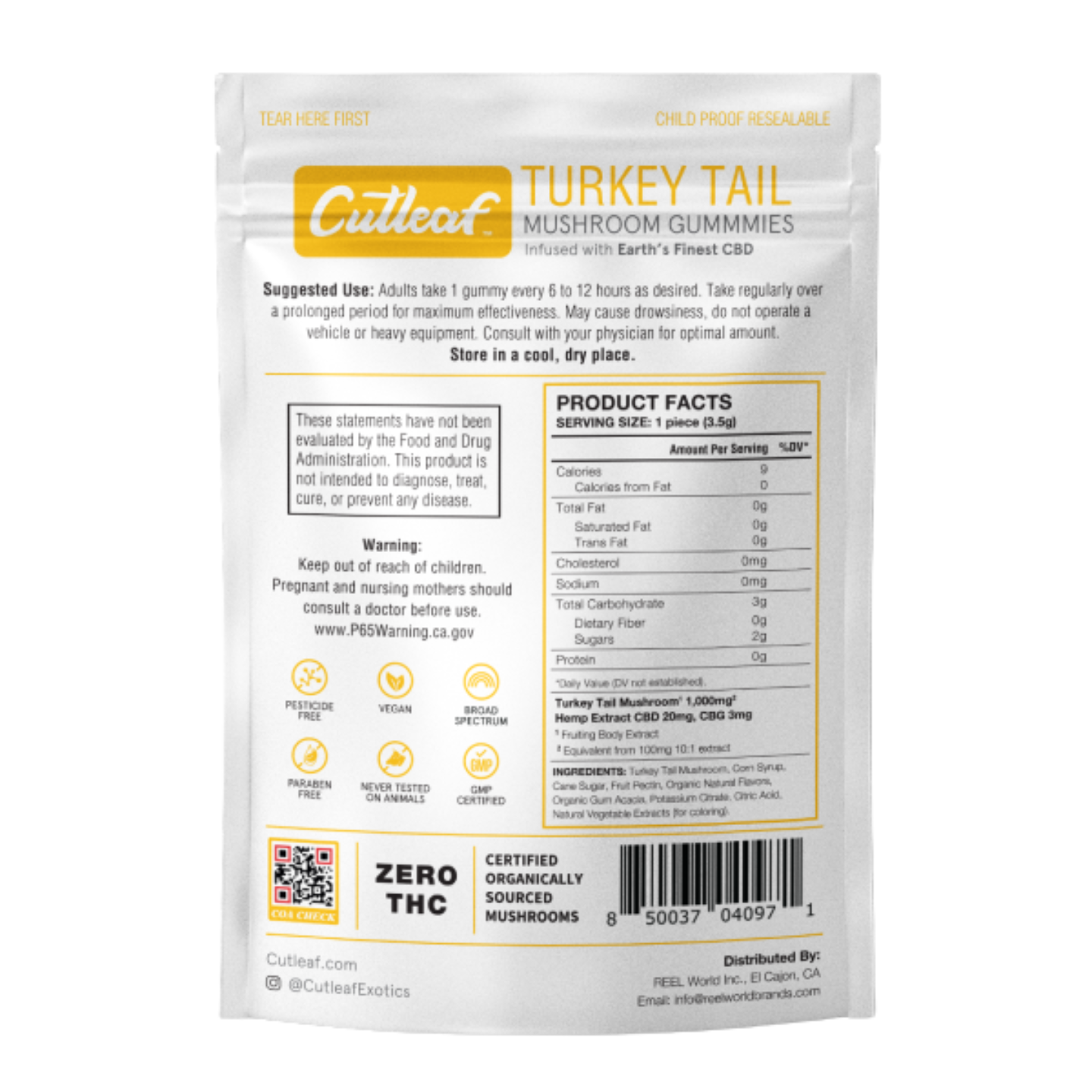 Cutleaf Turkey Tail Mushroom Gummies Cutleaf Turkey Tail Mushroom Gummies Zero THC